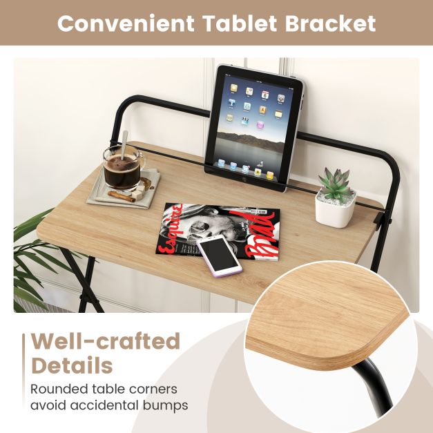 Biurko komputerowe składane 60CM z uchwytem na tablet - naturalne
