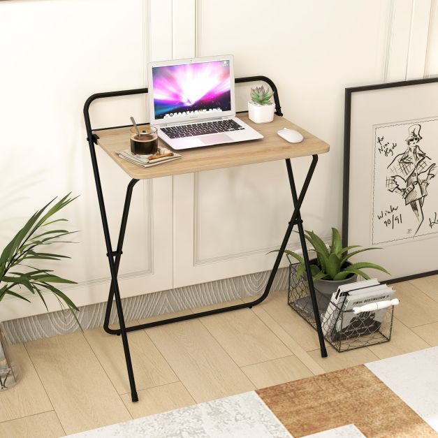 Biurko komputerowe składane 60CM z uchwytem na tablet - naturalne