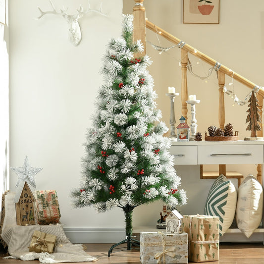 HOMCOM Indoor Christmas Tree Artificial Berry Xmas Decoration in Green, image 2