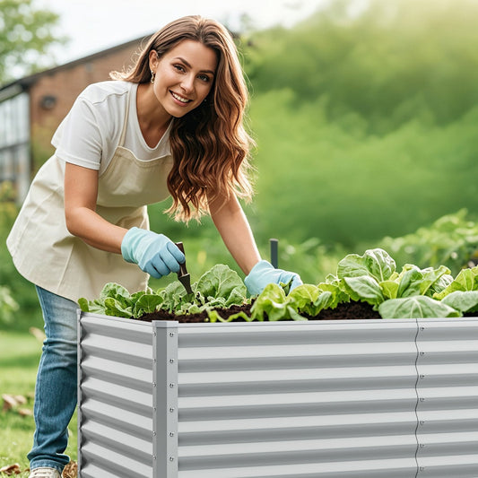 60 cm Raised Garden Bed Elevated Garden Planter with Open Bottom Design-Grey