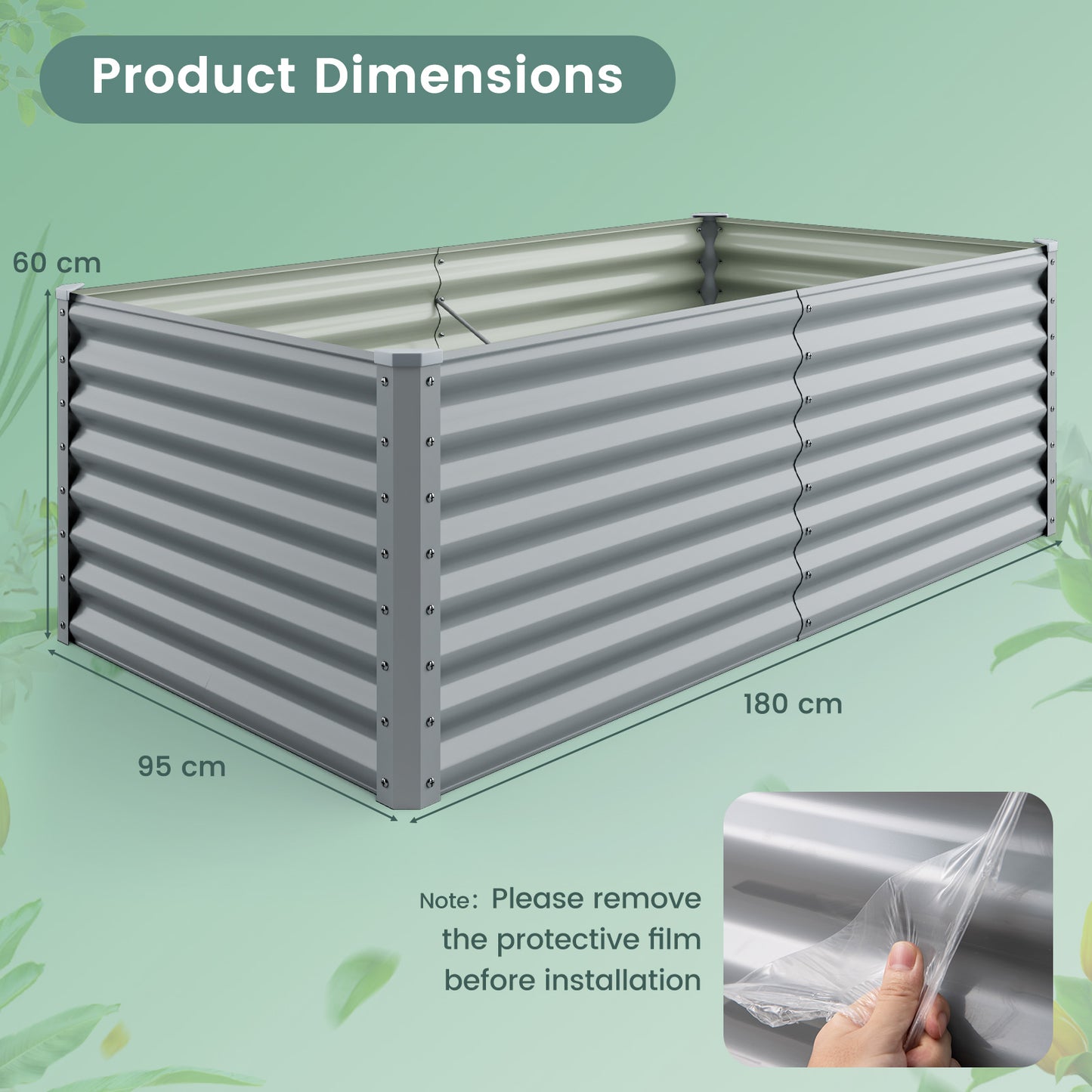 60 cm Raised Garden Bed Elevated Garden Planter with Open Bottom Design-Grey