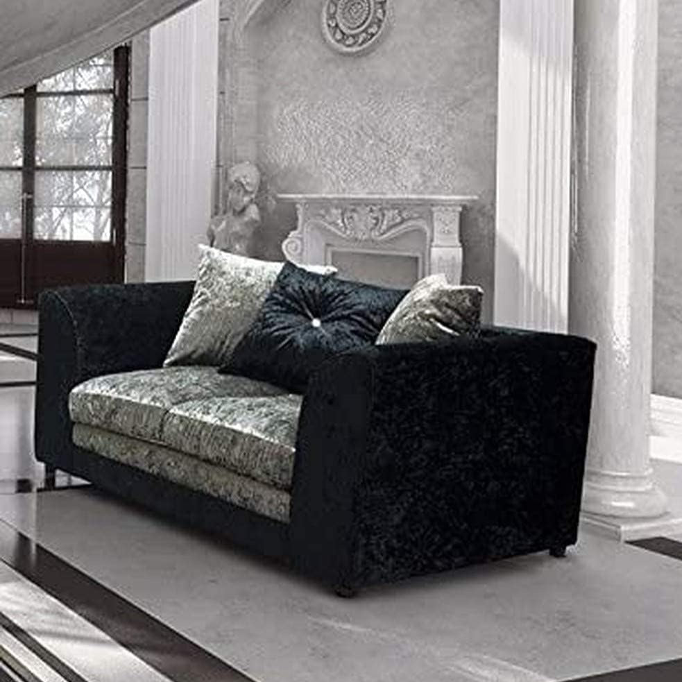 Narożna sofa Dyla Crushed Velvet - czarno-srebrna