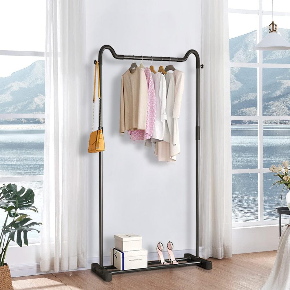 Freestanding Black Metal Garment Rack