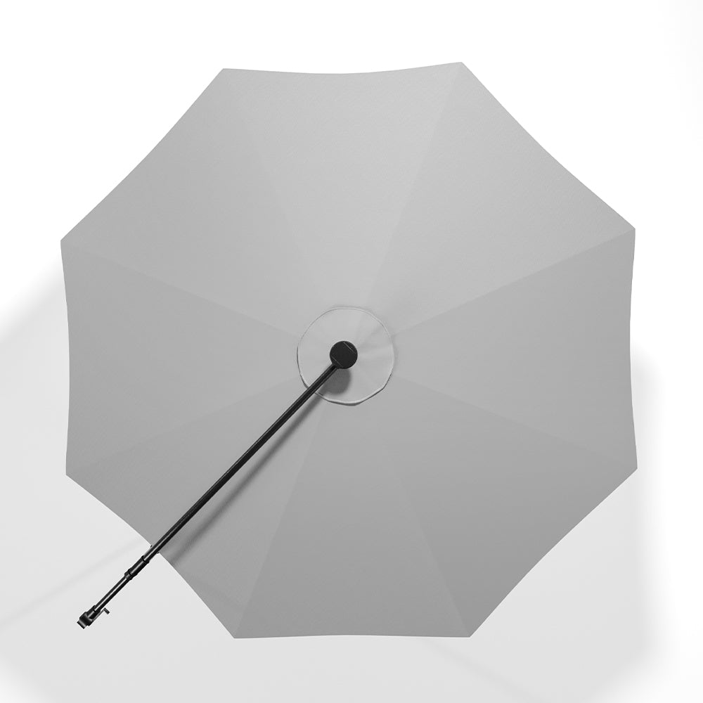 Light Grey 3m Iron Banana Umbrella Cantilever Garden Parasols with LED Lights