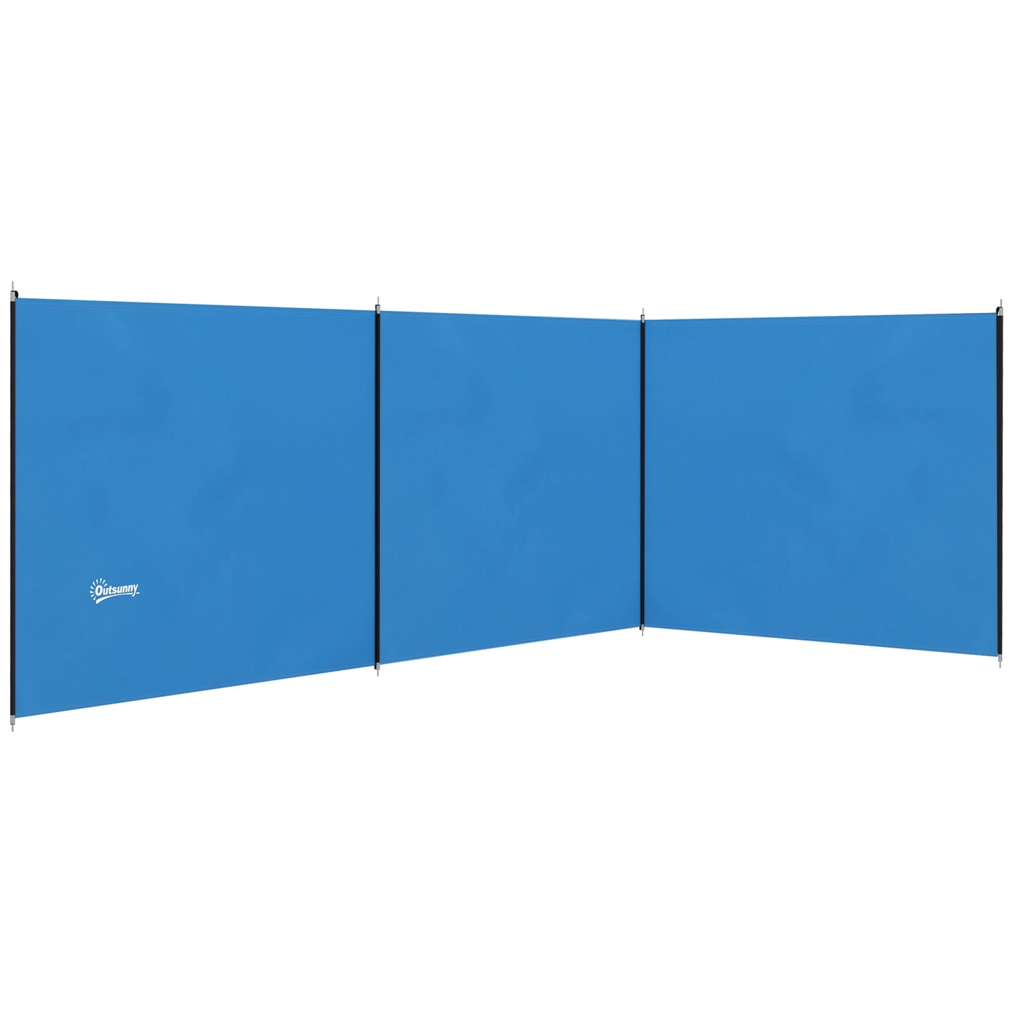 Outsunny 5 Pole Camping Windbreaks, osłona przeciwwiatrowa na plażę z torbą transportową i stalowymi słupkami, osłona prywatności na zewnątrz przyczepy kempingowej, 540 cm x 150 cm, niebieski