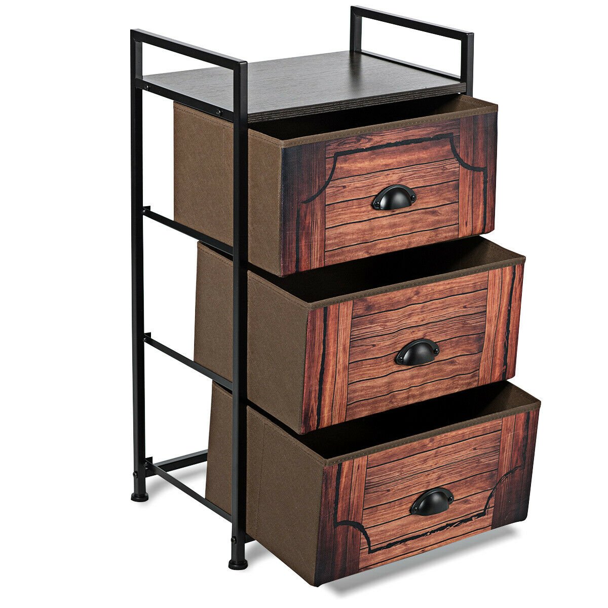 Storage Unit with 3 Fabric Drawers and Sturdy Steel Frame