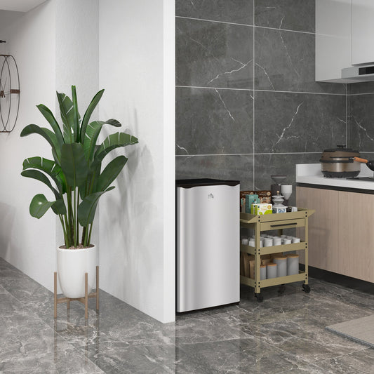 HOMCOM 91 Litre Freestanding Under Counter Fridge Freezer, Small Fridge with Chiller Box, Adjustable Thermostat, 47.5cm Wide, Silver Tone