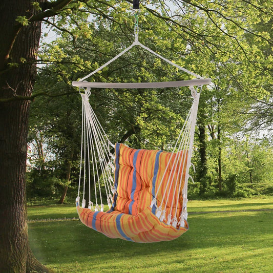 Outsunny Outdoor Hanging Rope Chair in Orange Stripe, image 2