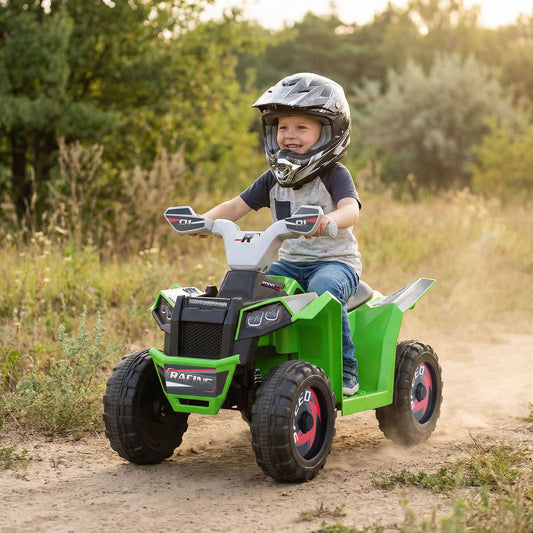 6V Kids Electric Quad with Removable Back Trailer Toddler Ride On ATV-Green