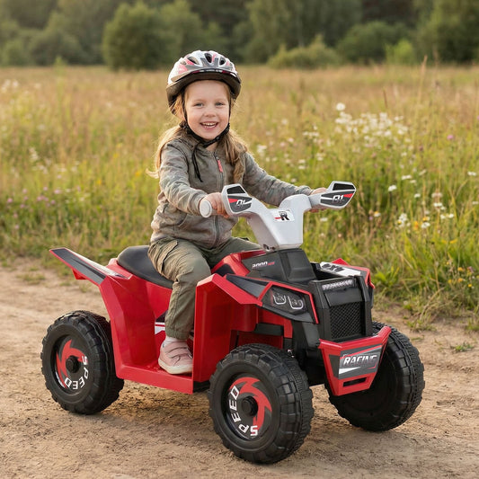 6V Kids Electric Quad with Removable Back Trailer Toddler Ride On ATV-Red