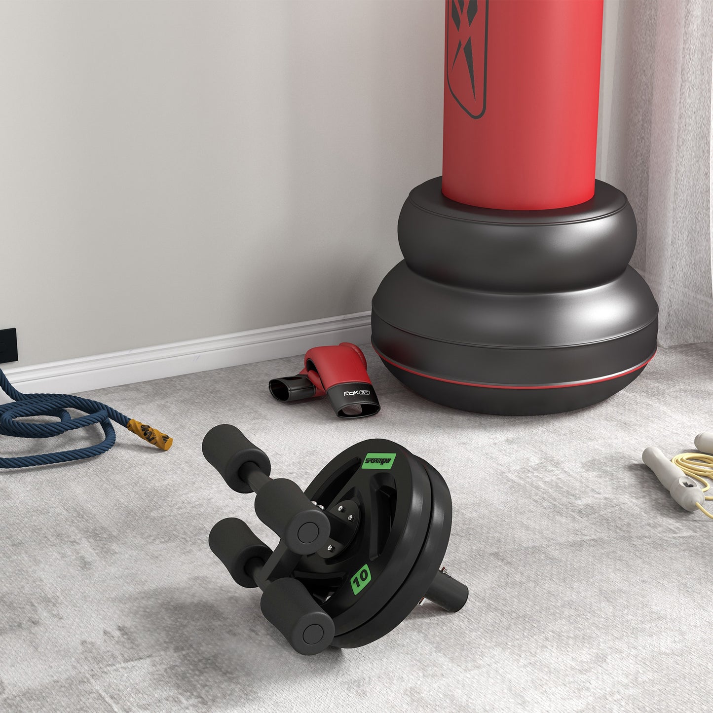 SPORTNOW 2 x 5 kg ciężarki, zestaw sztangi z uchwytem Tri-Grip powlekanej gumą z otworami 2" 5 cm, do domu, na siłownię, do podnoszenia ciężarów i treningu siłowego