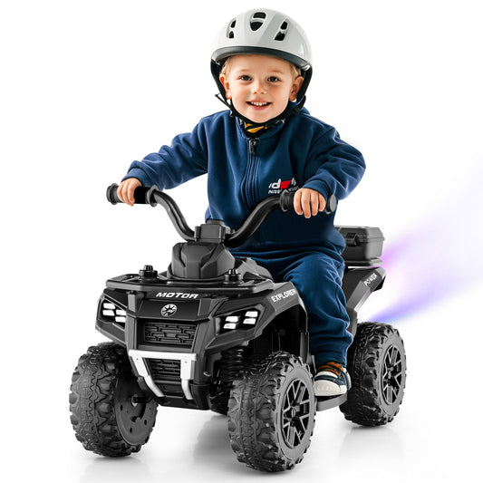 6V Kids Electric Quad Bike with Spray Function and Storage Box-Black
