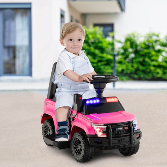 6V Kids Ride On Police Car with Side Megaphone-Pink