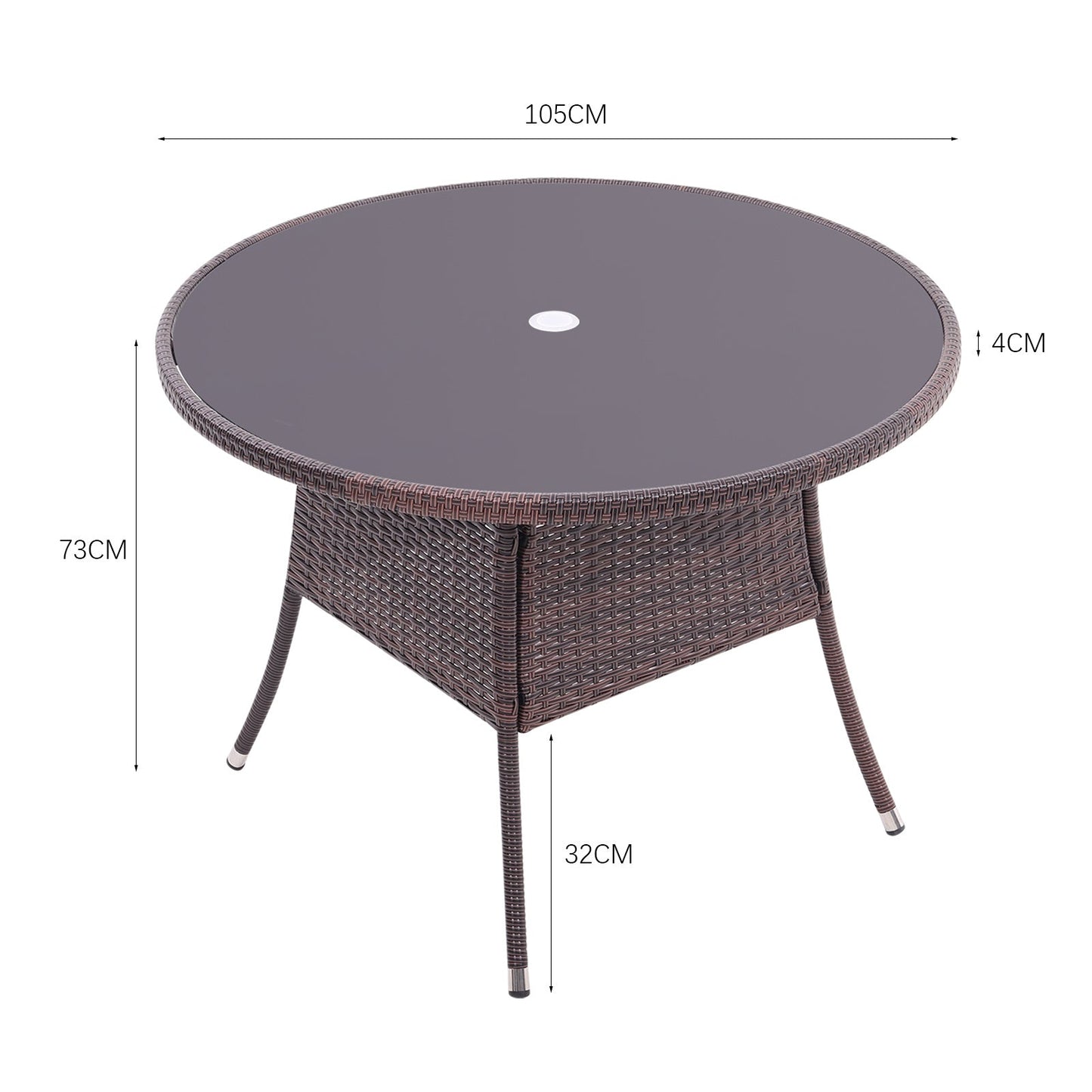 Round/Square Rattan Garden Table & Parasol Hole