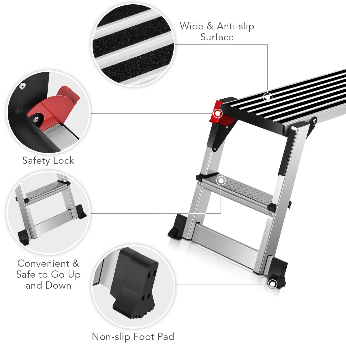 Aluminium Folding Work Platform with Safety Locks and Anti-Skid Top