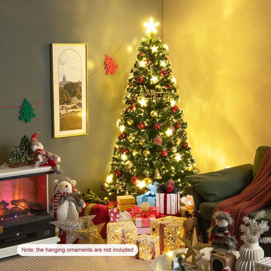 5/6FT Fiber Optic Artificial Christmas Tree with 21 Star LED Lights-6FT