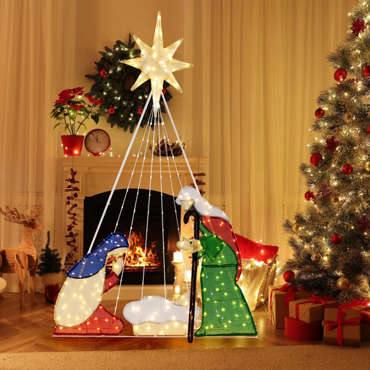 6 Feet Lighted Nativity Scene Holy Family Set Christmas Decoration