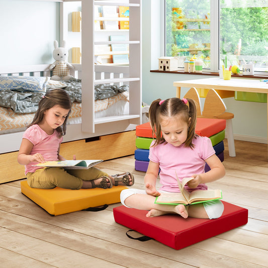 6 Pieces Square Floor Cushions with Carrying Handles-Colourful