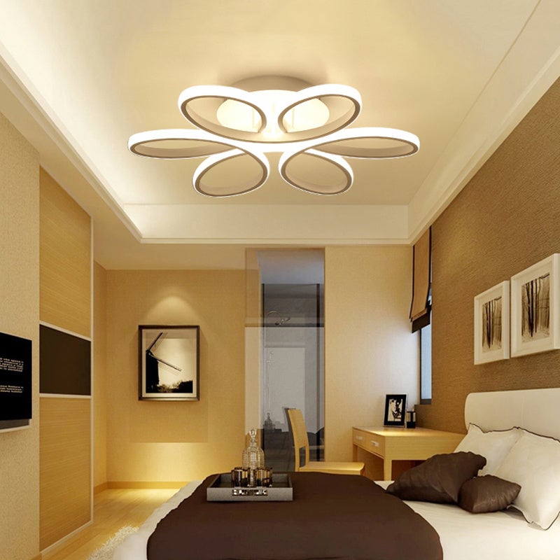 Floral 6 Rings Modern LED Ceiling Light Dimmable with Remote Control