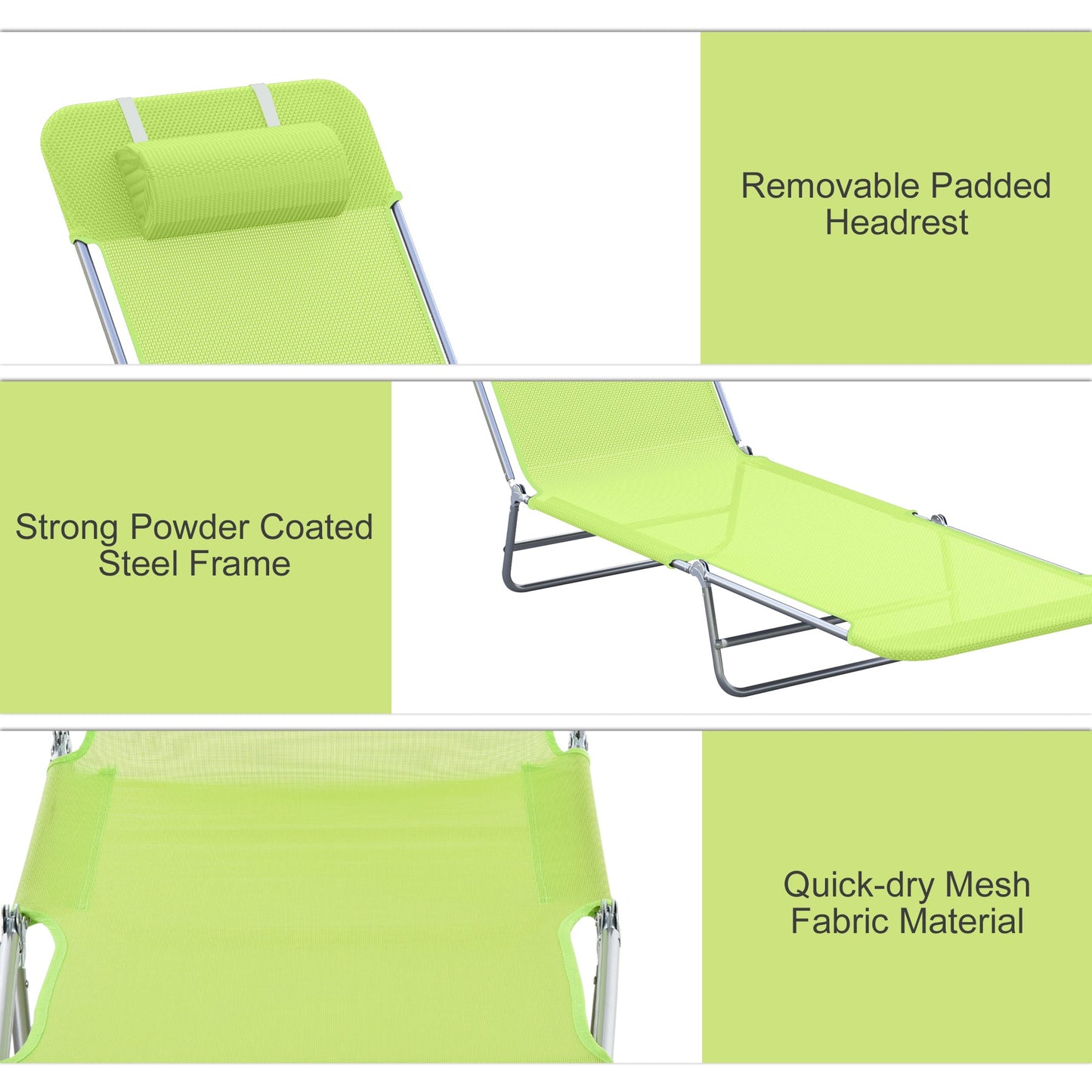 Leżak składany Outsunny Single Folding - zielony