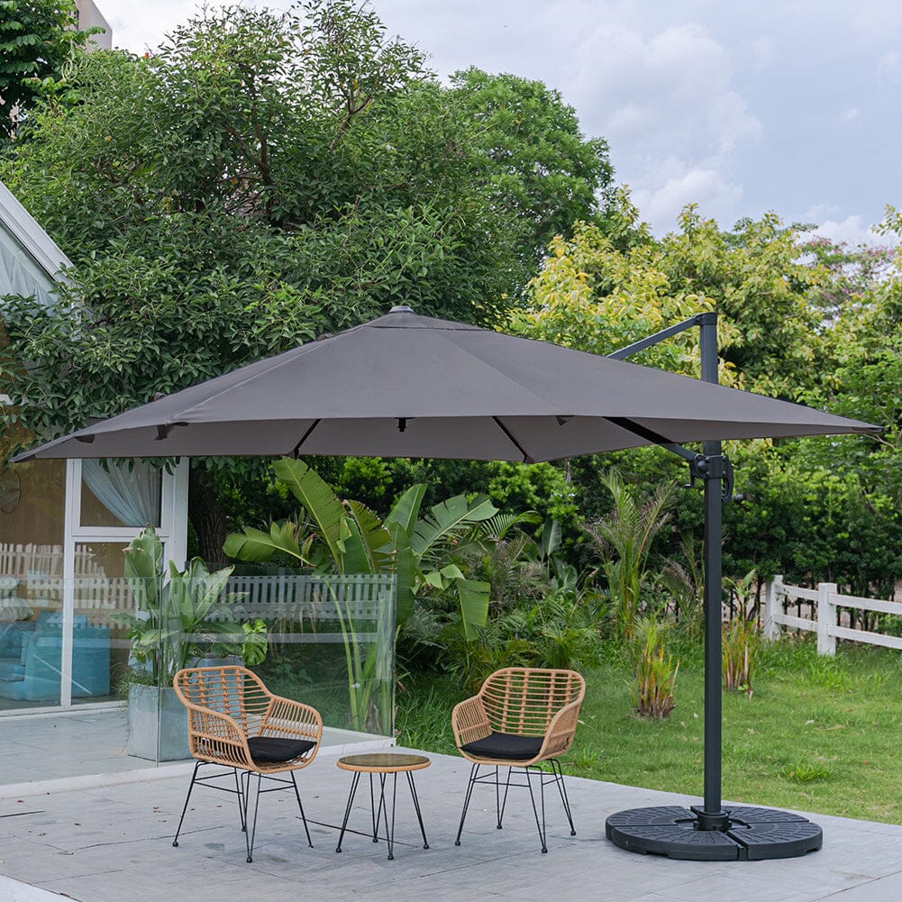 Jasnoszary 3 x 3 m kwadratowy parasol wspornikowy do ogrodu i na patio