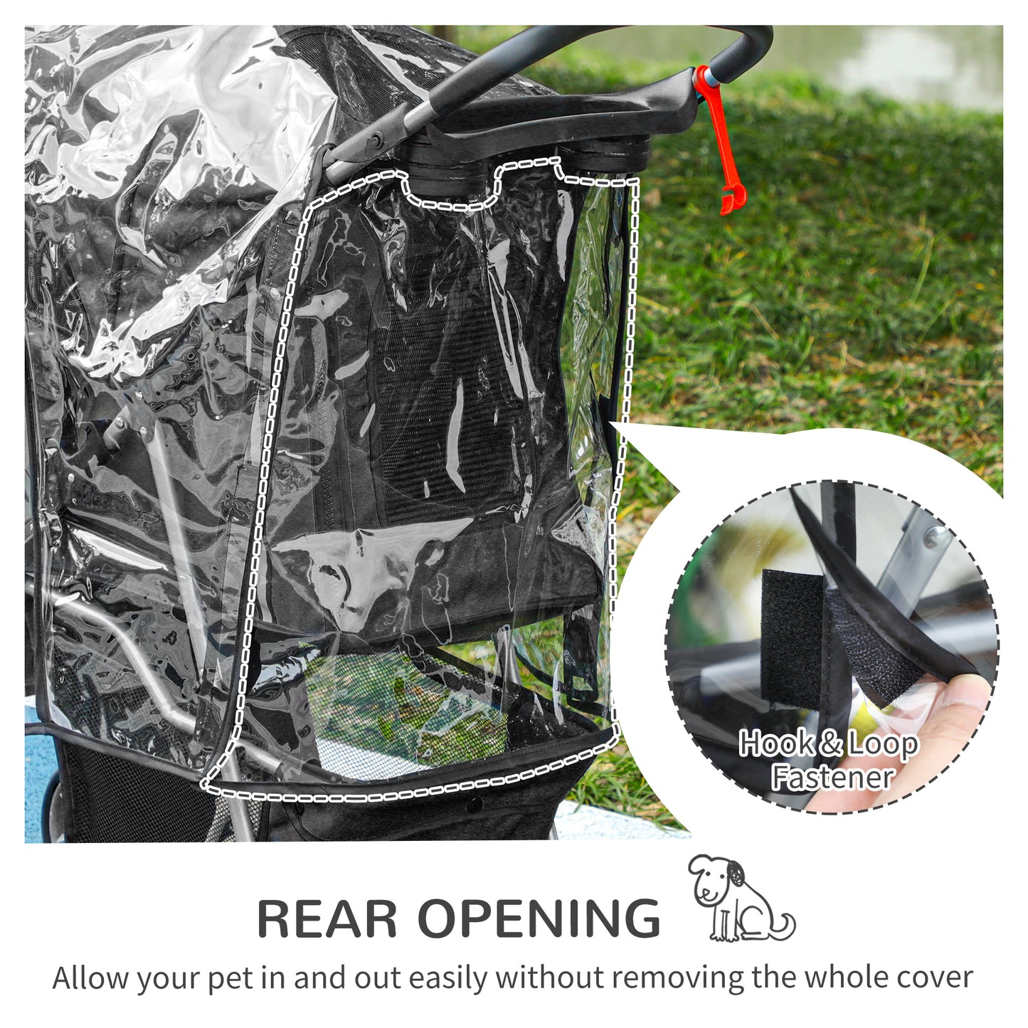 PawHut Pet Travel Stroller with Rain Cover, 4 Wheels Foldable Travel Carriage with Wheels Zipper Entry Cup Holder Storage Basket Black