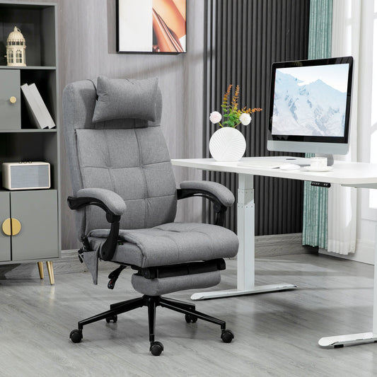 Vinsetto Office Chair with 6-point Vibration Massage and Heat, Computer Chair with Adjustable Height, Head Pillow, Footrest for Home, Grey