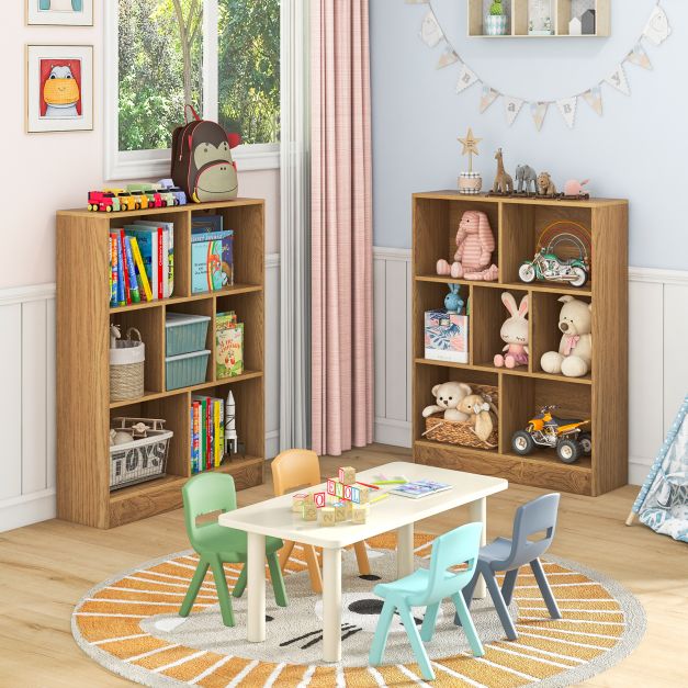 7-Cube Bookshelf with 2 Anti-Tipping Kits for Living Room Bedroom Kid’s Room-Natural