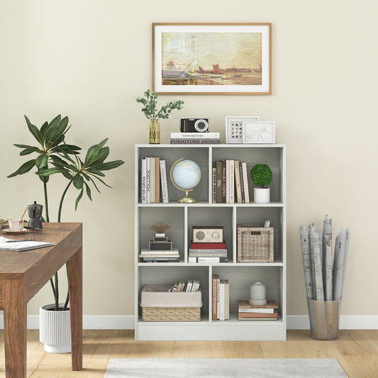 7-Cube Bookshelf with 2 Anti-Tipping Kits for Living Room and Kid’s Room-White