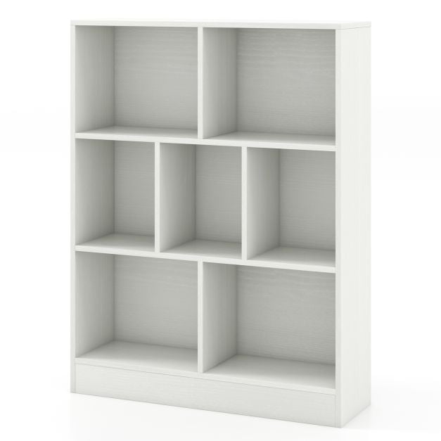 7-Cube Bookshelf with 2 Anti-Tipping Kits for Living Room Bedroom Kid’s Room-White