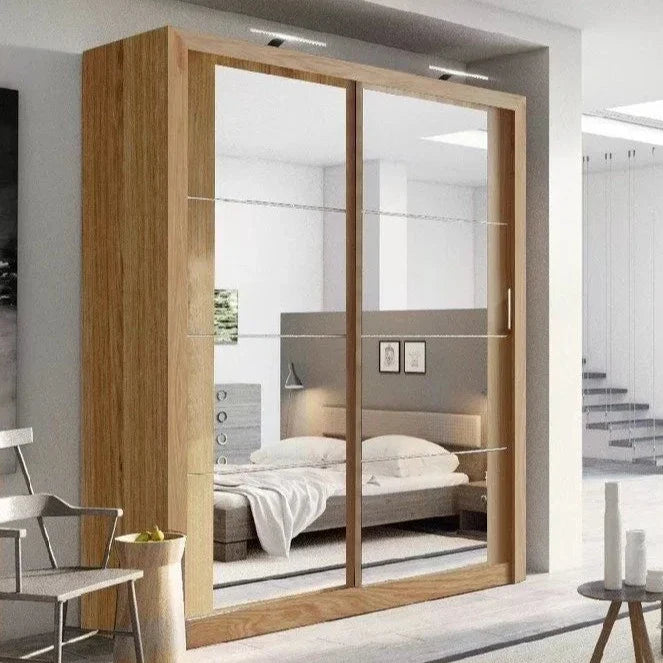 Tegan 2 Door Sliding Wardrobe 181cm - White, Grey, Black or Oak