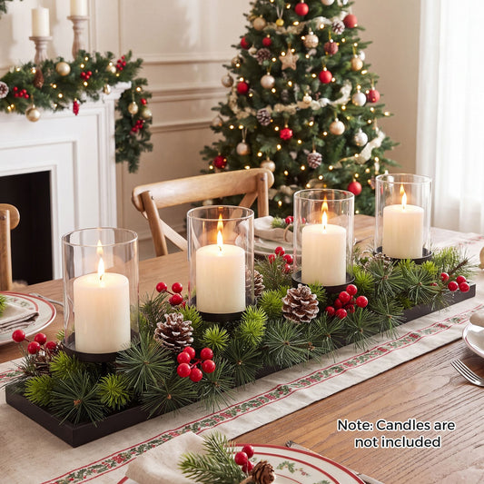 70 CM Foldable Christmas Candle Holder with 4 Candle Trays and 58 Branch Tips