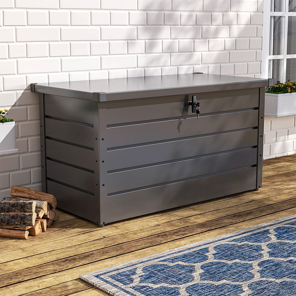 350L Grey Metal Outdoor Garden Storage Box Lockable