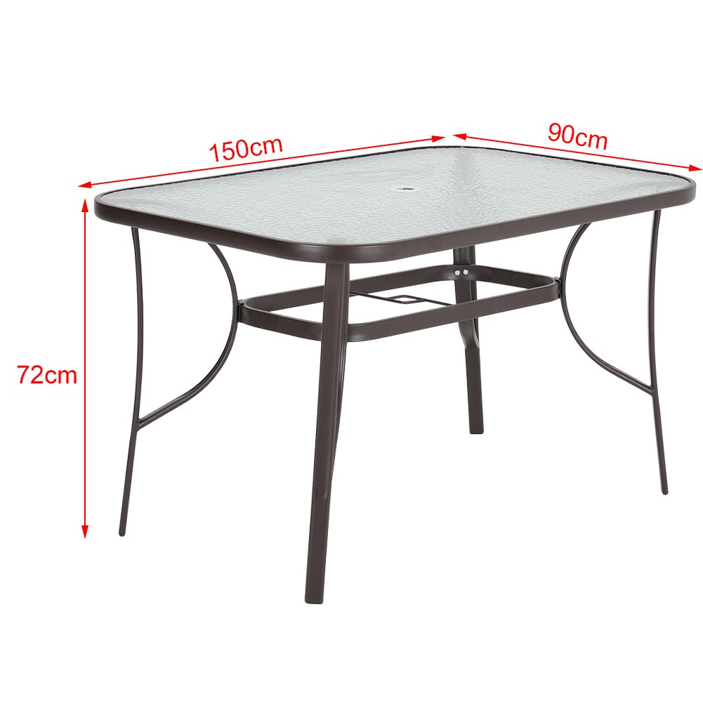 4/6 Seater Glass Garden Table with Parasol Hole