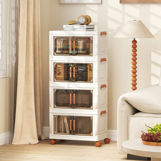 76L Stackable Plastic Collapsible Storage Bins with Lids