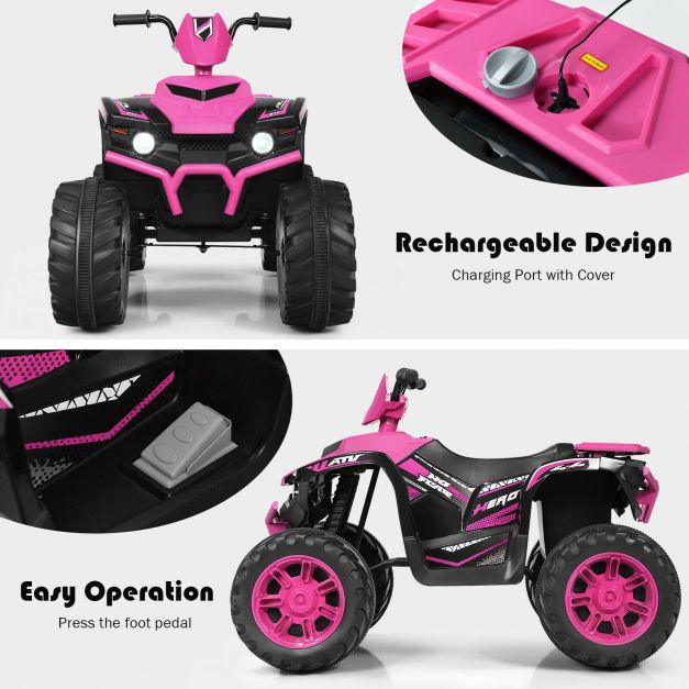 12V Elektryczny Dziecięcy Jeździk ATV/Quad Bike-Różowy