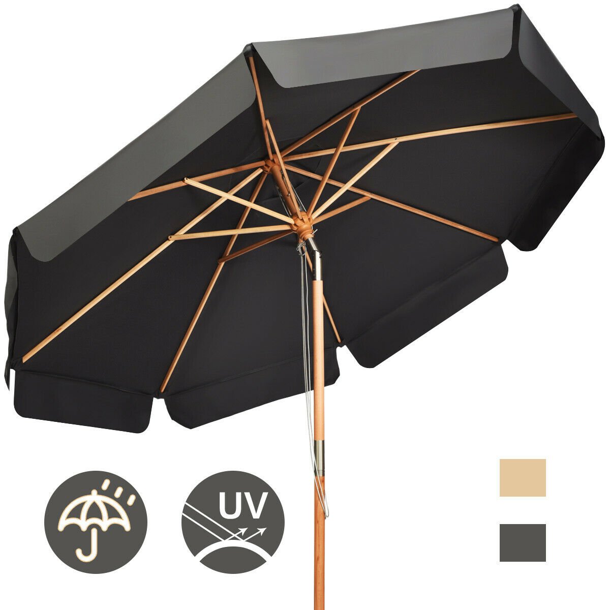 3m Parasol ogrodowy Parasol ogrodowy Zewnętrzny przeciwsłoneczny-szary