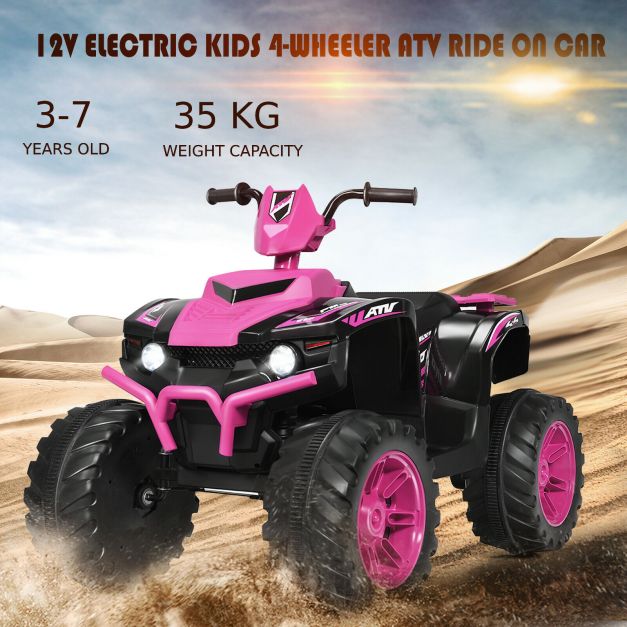 12V Elektryczny Dziecięcy Jeździk ATV/Quad Bike-Różowy