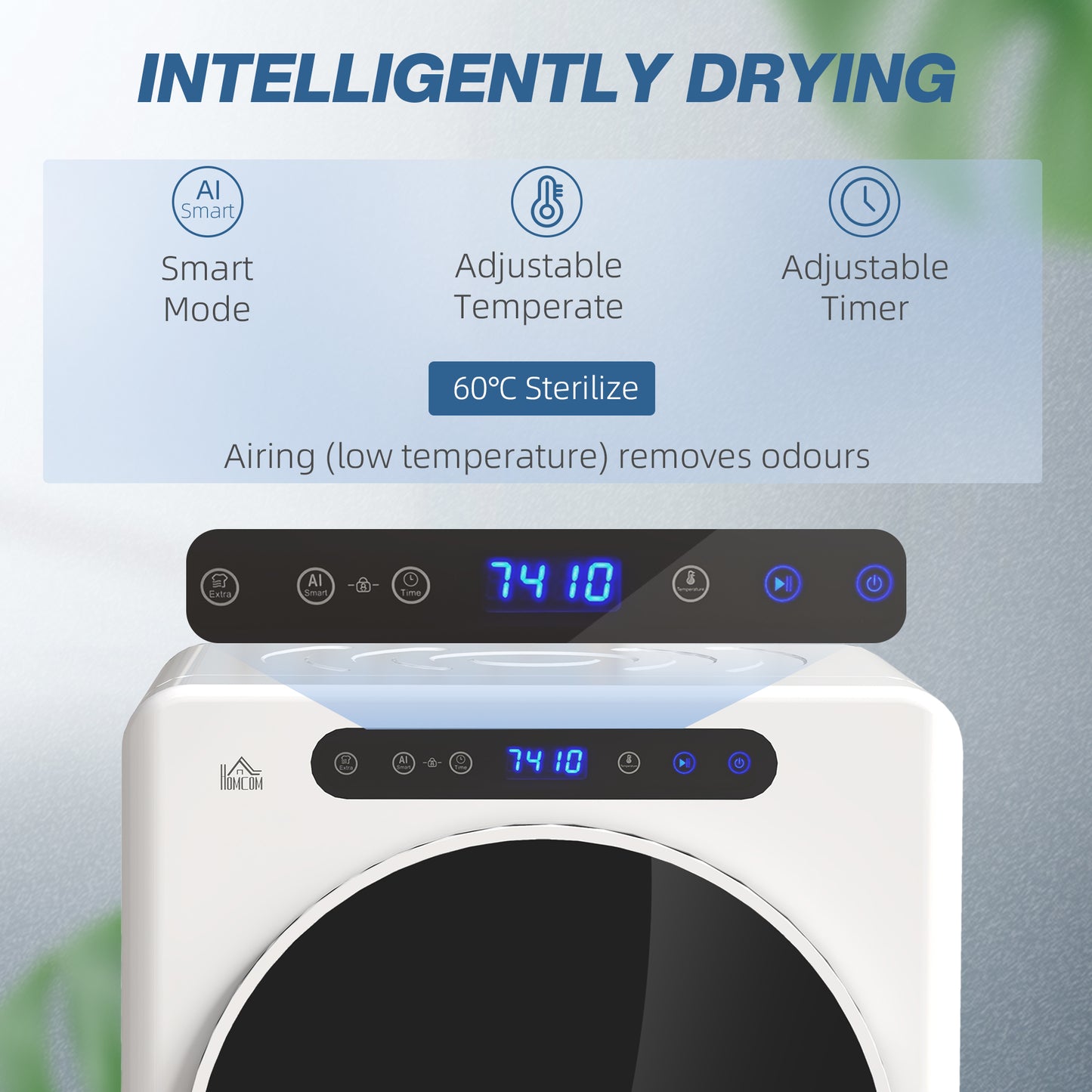 HOMCOM 4kg Vented Tumble Dryer, 1000W Compact Freestanding Front Tumble Dryer with Stainless Steel Tub, Timer, 6 Heat Settings, Small Portable Clothes Dryer, White