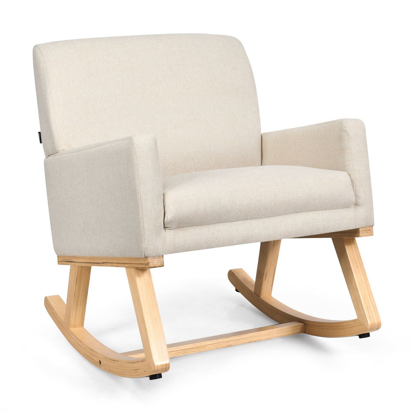 Fabric Upholstered Recliner Rocking Chair Armchair Lounge Sofa Seat Relax Rocker-Beige