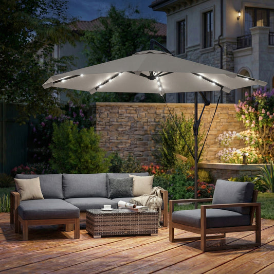 Outsunny 3 m Cantilever Parasol in Light Grey, image 2