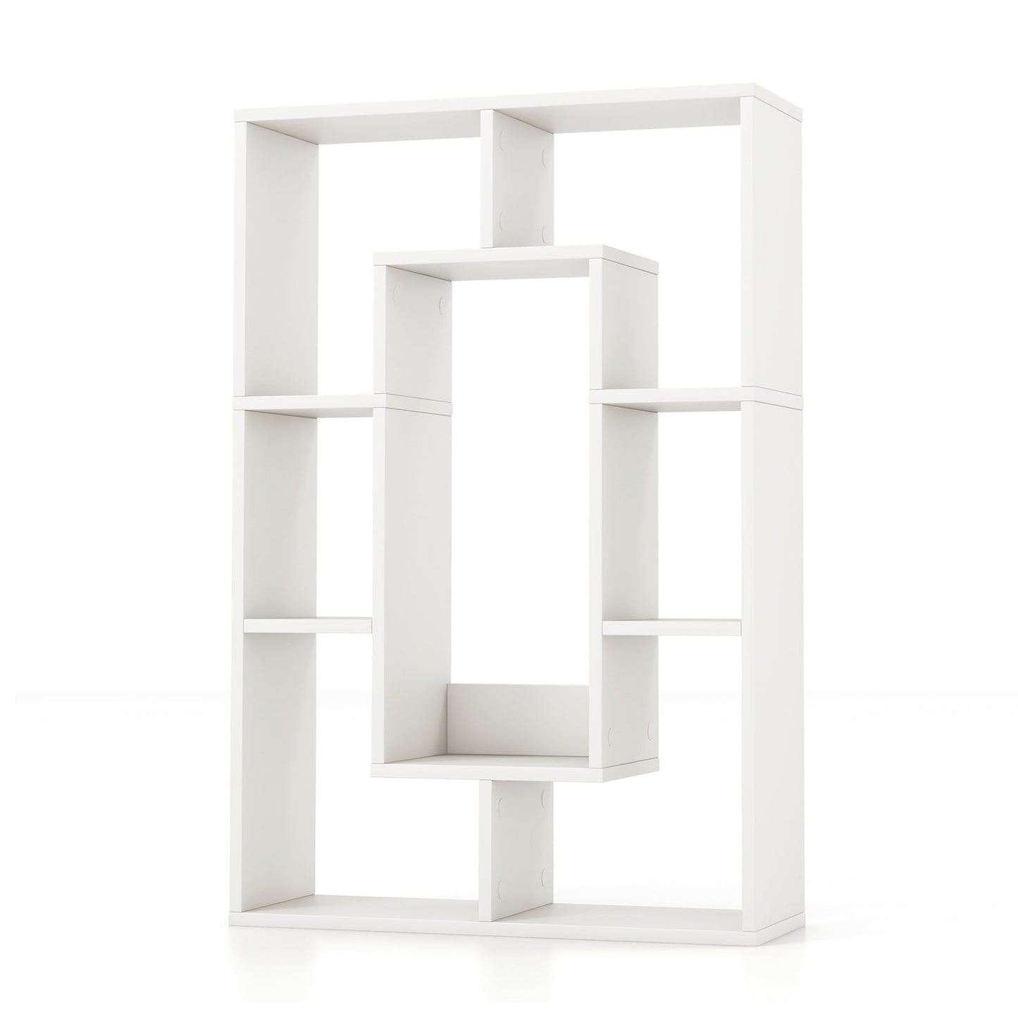 7-Cube Geometric Bookshelf Open Bookcase with Anti-Toppling Device-White