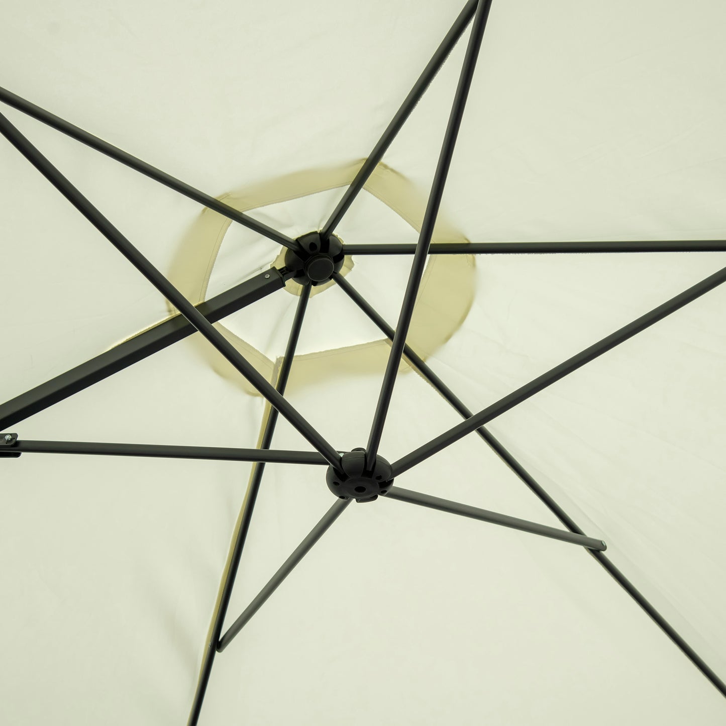 Outsunny 2.5M Garden Cantilever Parasol, Offset Roma Patio Umbrella Hanging Sun Shade Canopy Shelter with 360° Rotation and Cross Base, Beige