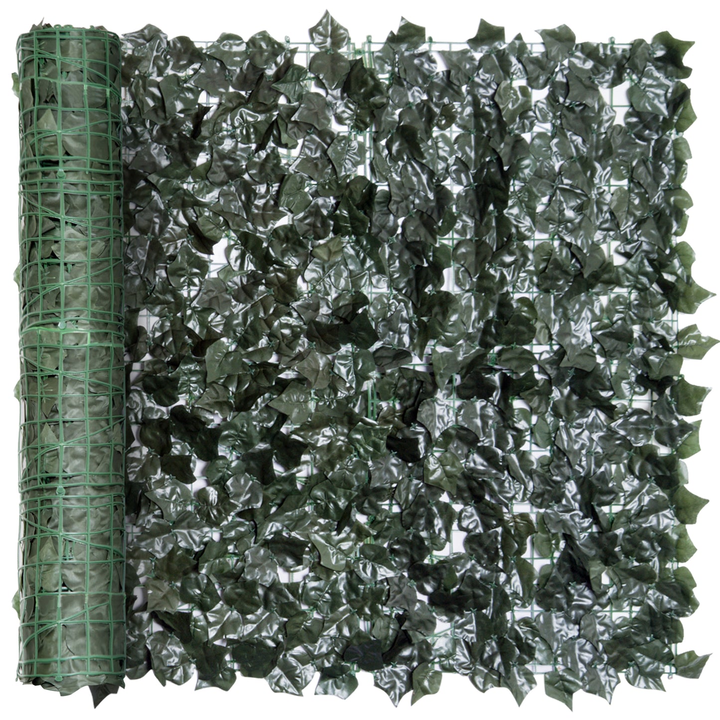 Outsunny 2-częściowy sztuczny żywopłot z liści Panel ogrodzenia prywatności do ogrodu, na zewnątrz, dekoracja wewnętrzna, ciemnozielony, 3M x 1,5M