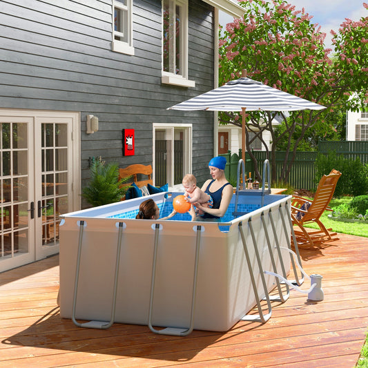 Outsunny Rectangle Steel Frame Swimming Pool in Grey, image 2