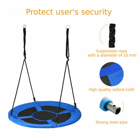 100cm Children Flying Saucer Tree Swing with Adjustable Rope-Blue