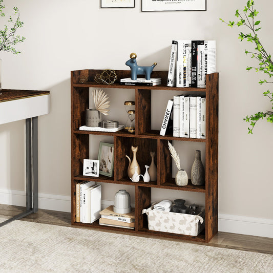 7 Cubes Open-back Bookshelf Home Storage Display Shelf-Coffee