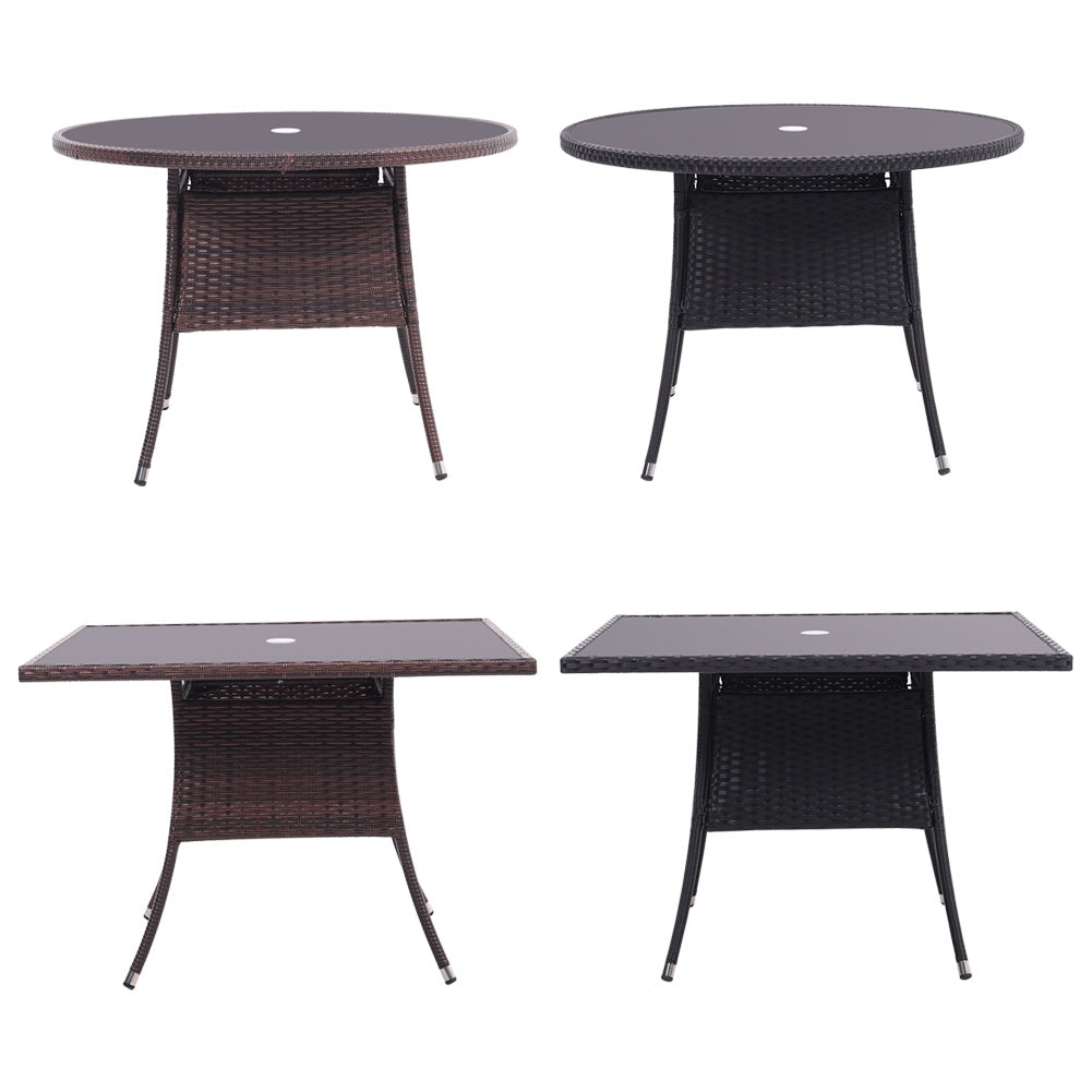 Round/Square Rattan Garden Table & Parasol Hole