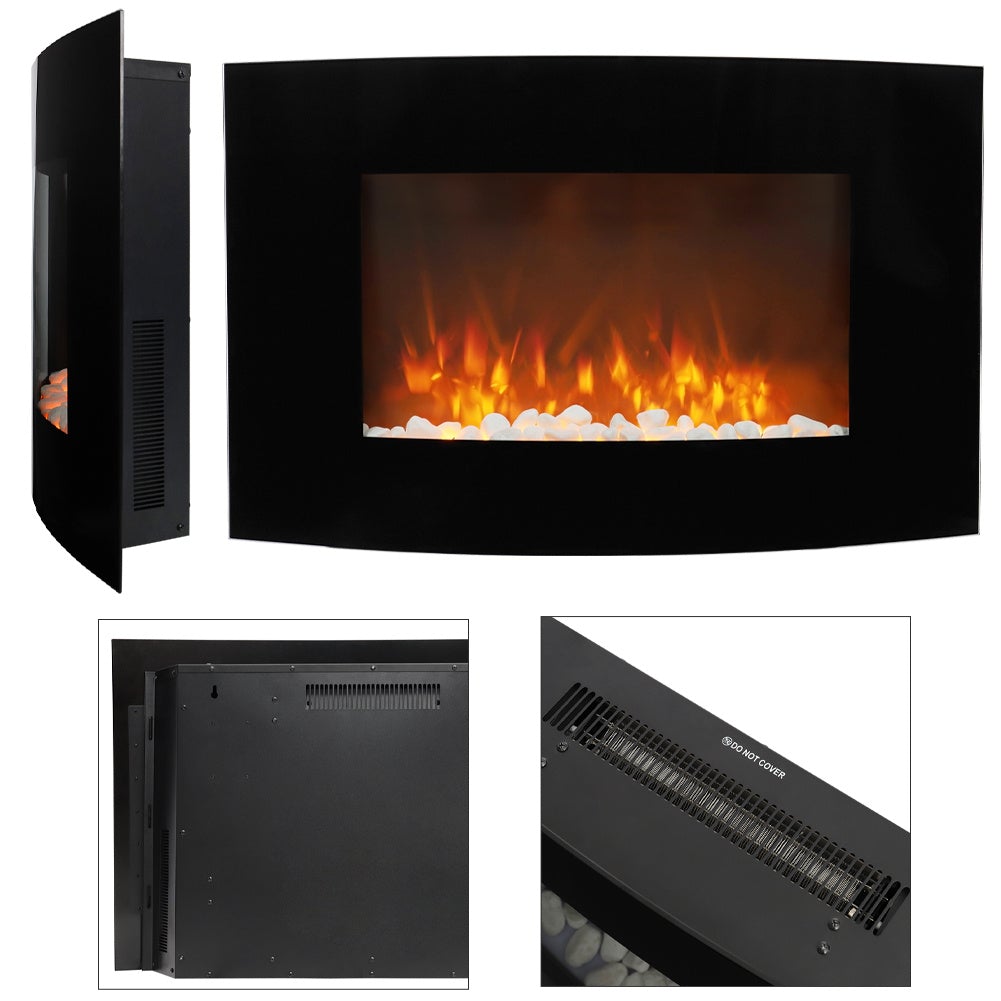 35 Inch Curved Screen Electric Fireplace Realistic 1800W Fire Effect Heater