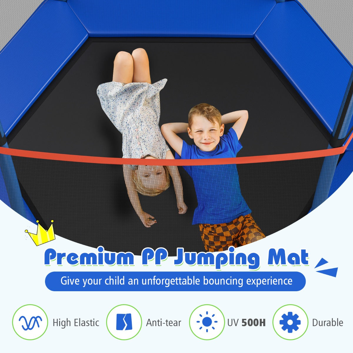 7 Feet Kids Trampoline with Safety Enclosure Net-Blue